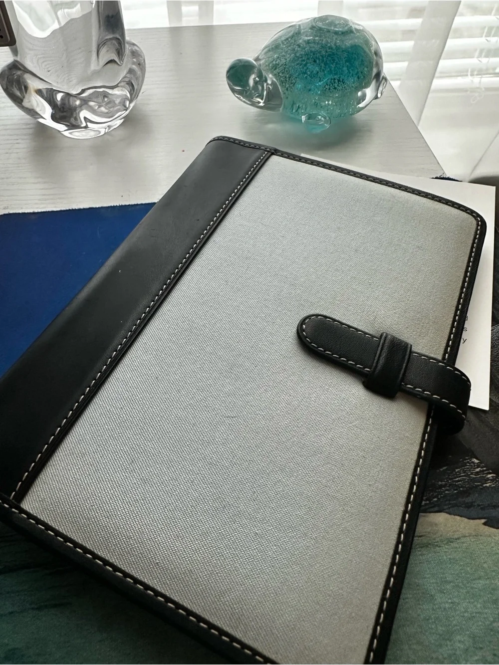 EUC Coach Black Leather Gray Canvas Organizer rare - Picture 9 of 16